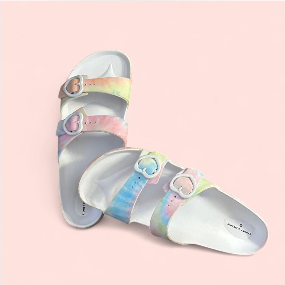 Stoney Clover Lane x Target collab Pastel Tie-Dye Heart Buckle Sandals